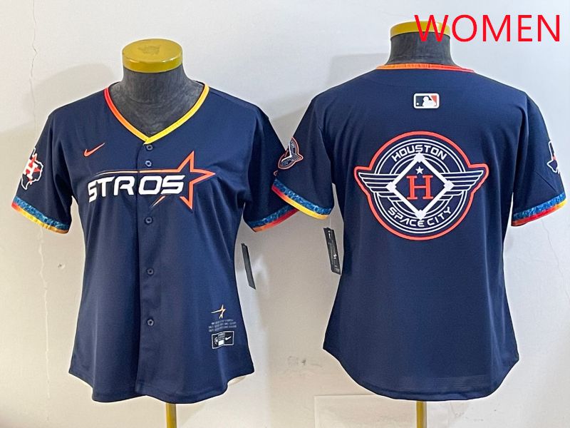 Women Houston Astros Blank Drak Blue Fourth generation Joint Name 2025 Nike MLB Jersey style 16->women mlb jersey->Women Jersey